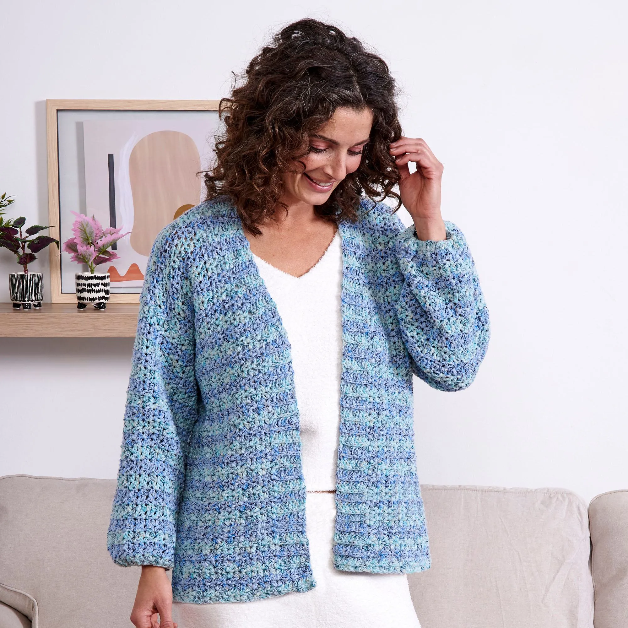 Bernat Ocean Mix Relaxed Crochet Cardigan