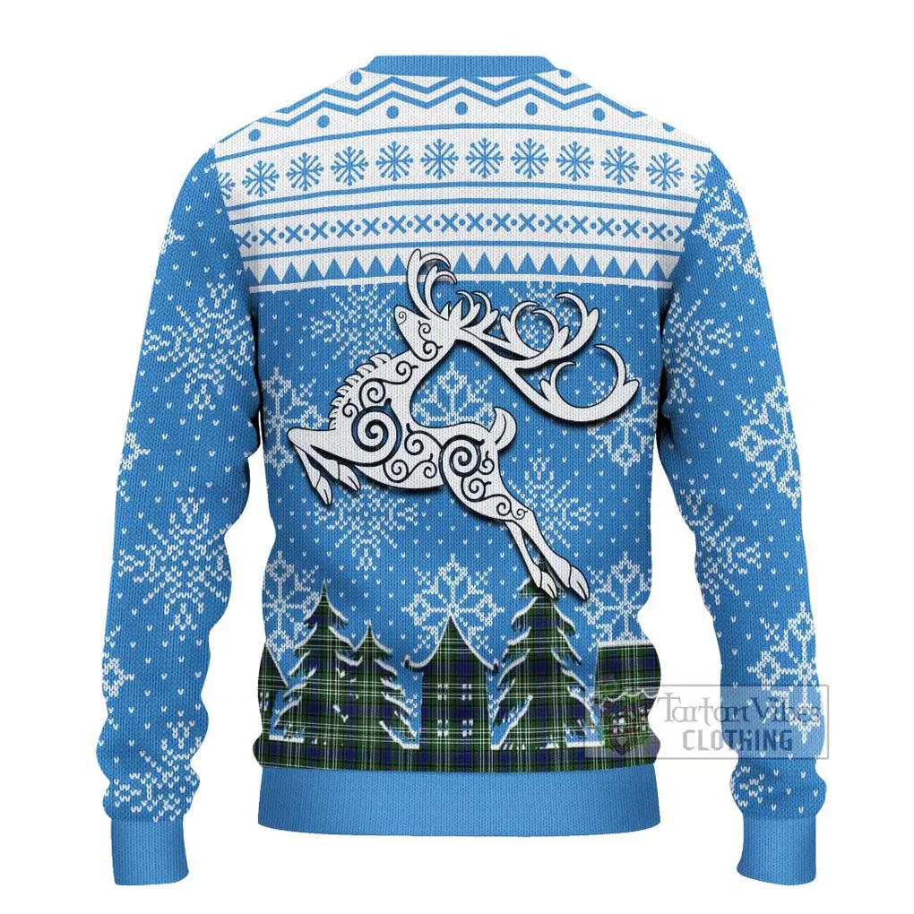 Blyth Clan Christmas Ugly Sweater with Tartan and Celtic Reindeer Style