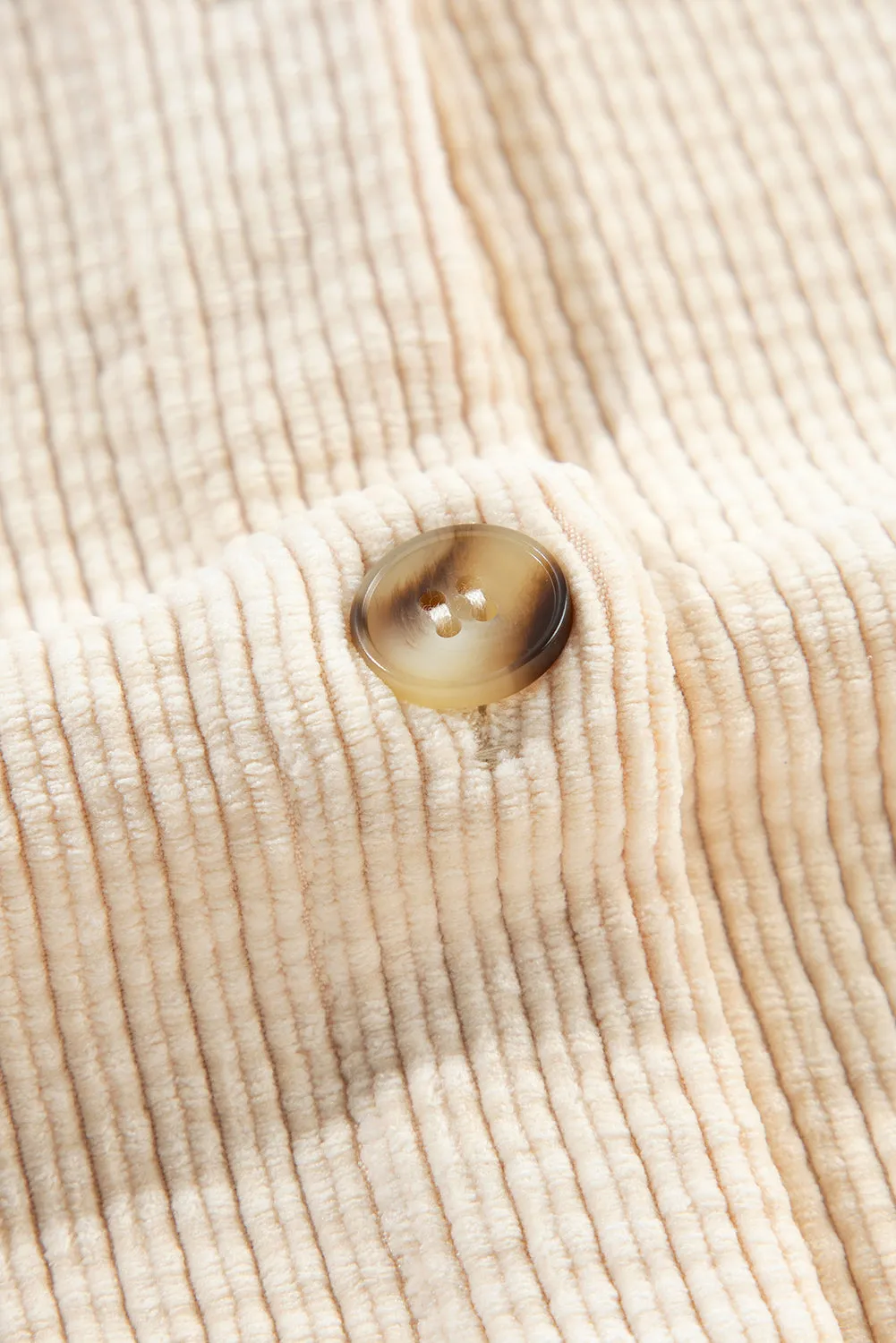 Chestnut Corduroy Flap Pocket Button Up Shacket