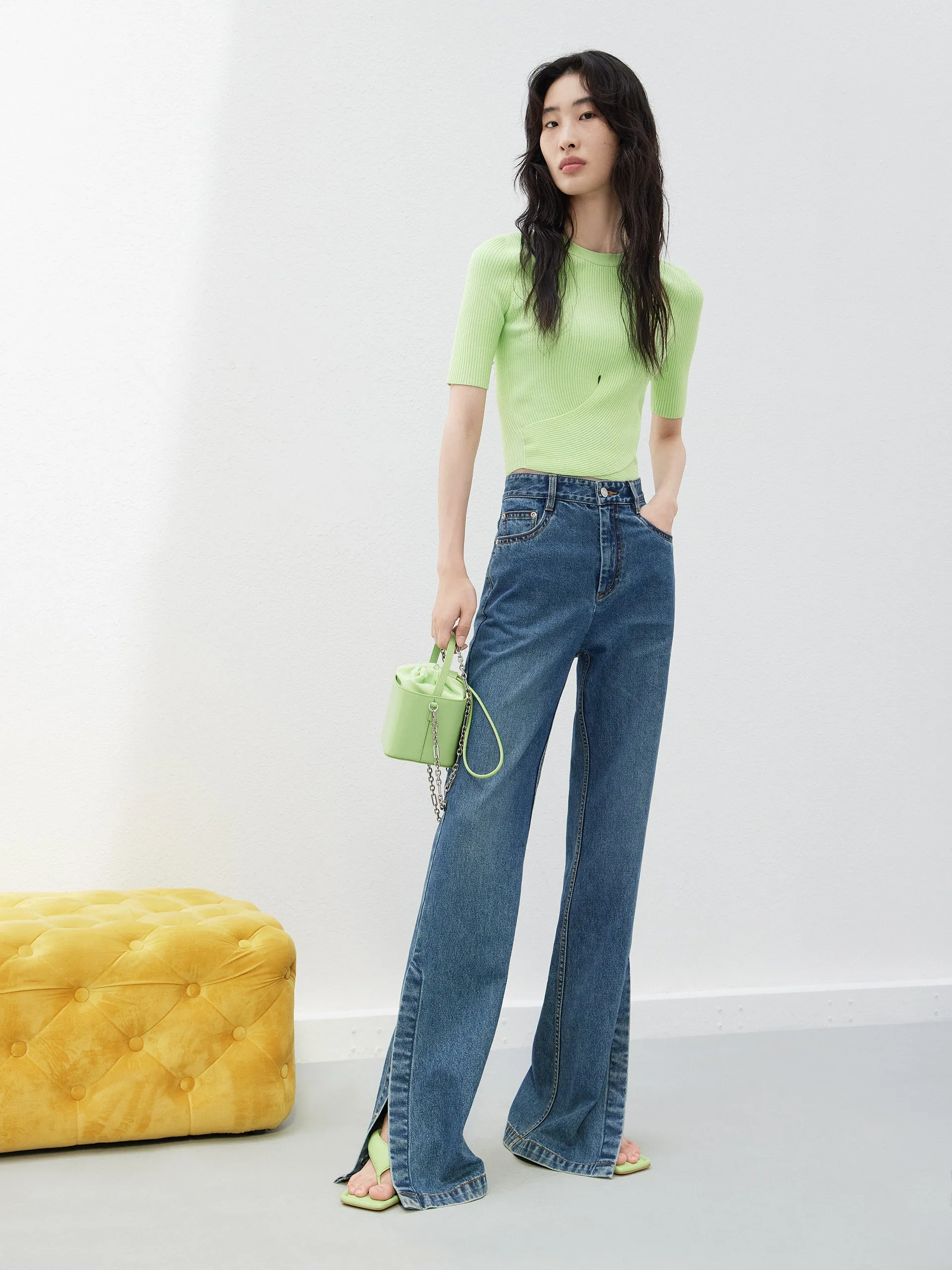 Flared Mid Waist Jeans