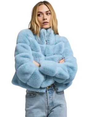 Generation Love Tala Faux Fur Bomber Jacket- Powder Blue