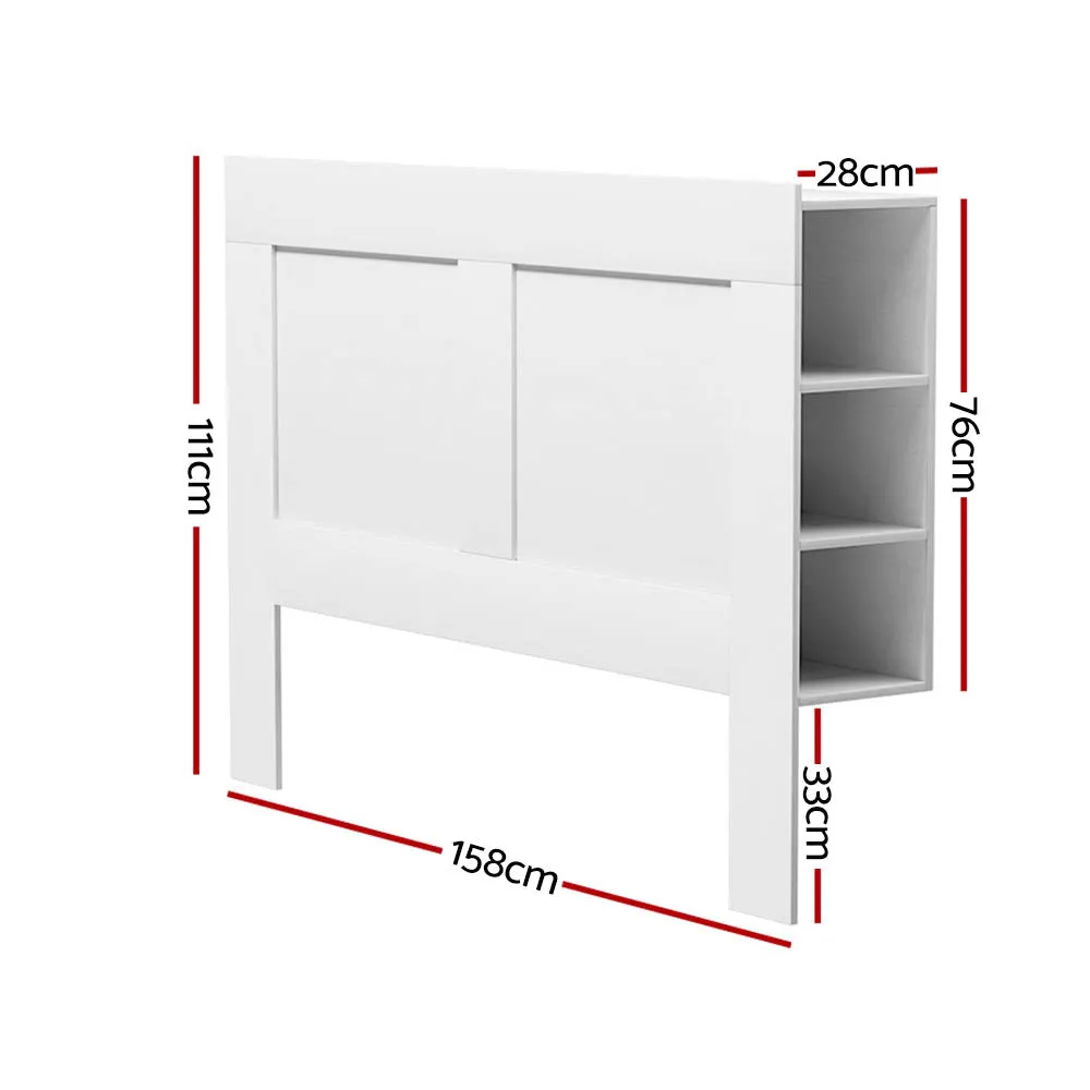 Glossy White Queen Bed Headboard with Shelves - Artiss