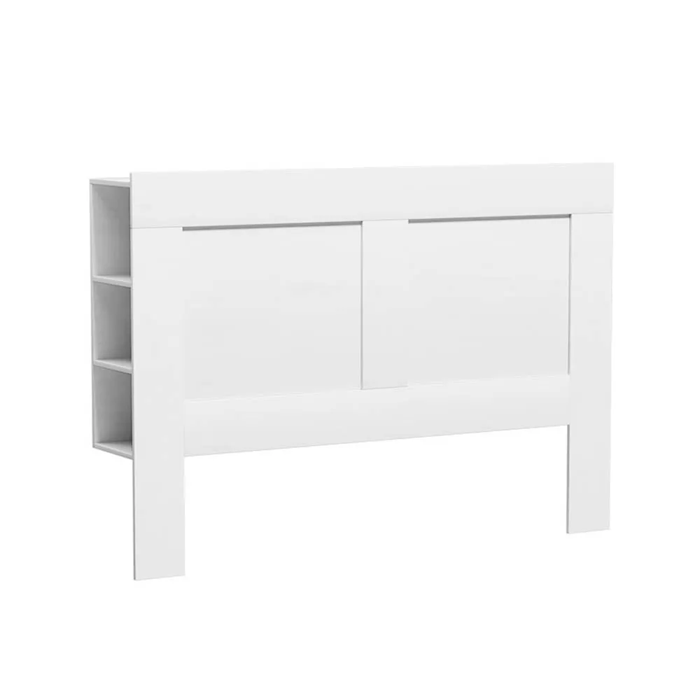 Glossy White Queen Bed Headboard with Shelves - Artiss