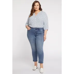 Mid Blue Slim Frayed Hem Jeans