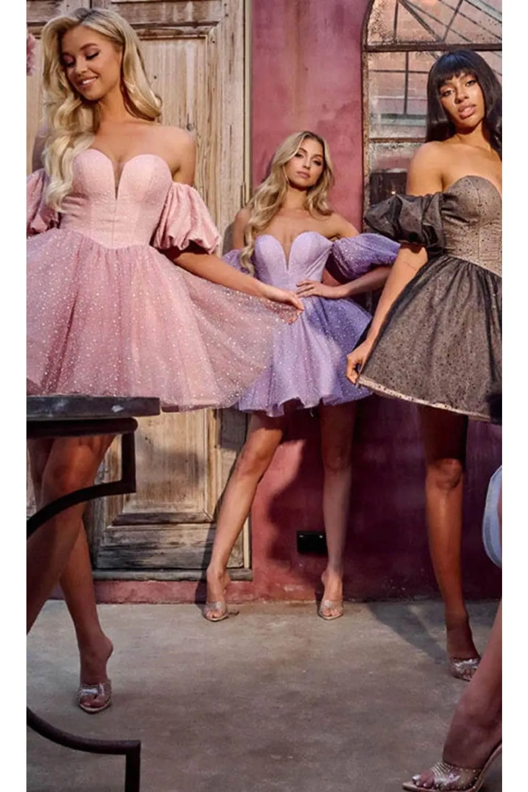 Portia and Scarlett PS24006 - Puff Sleeve A-Line Homecoming Dress for a Playful Look