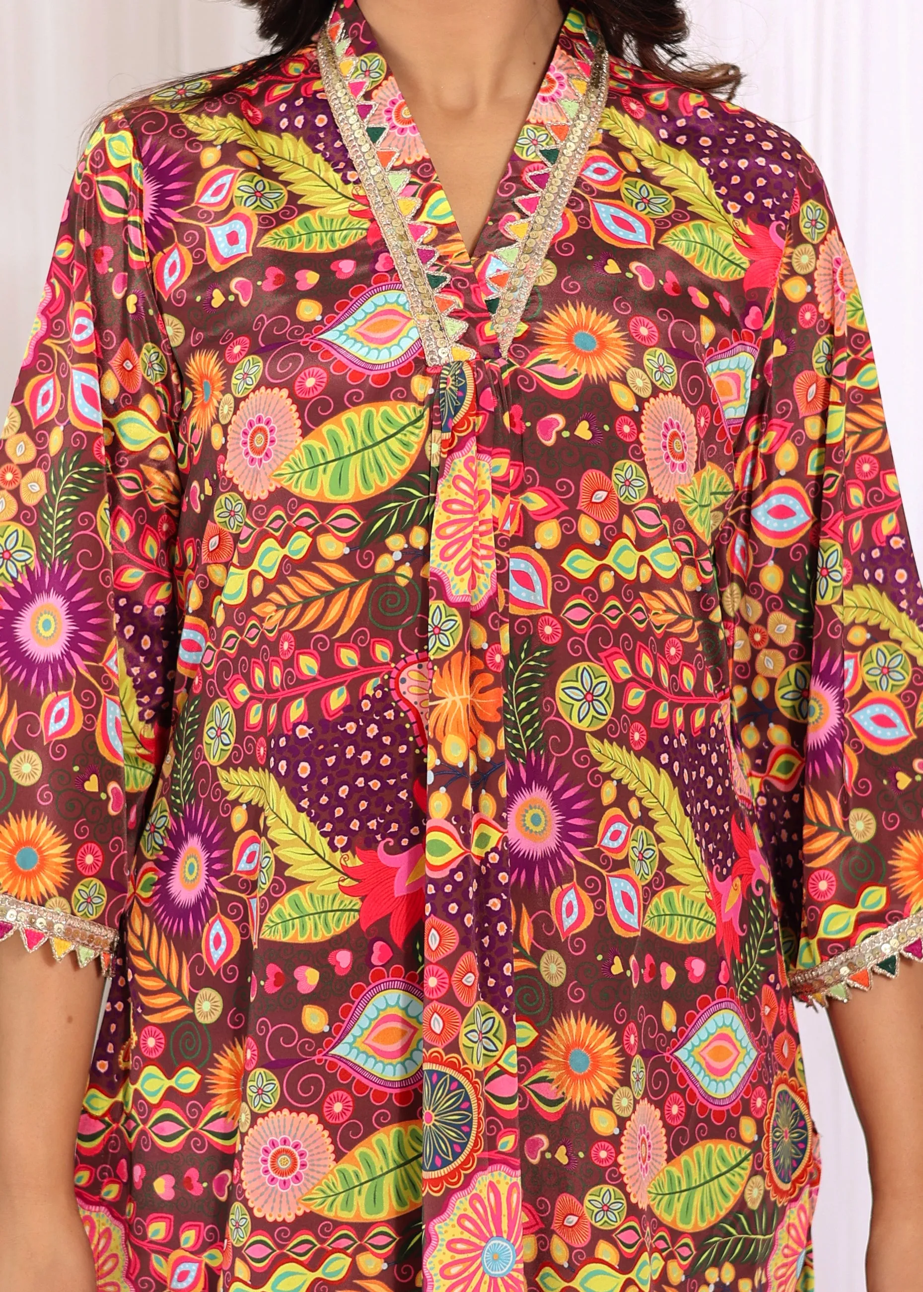 Purple Kitschy Printed Crepe Kurta Co-ord Set