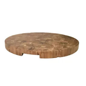 Round End Grain Acacia Wood Cutting Board w/ Cutout Handles
