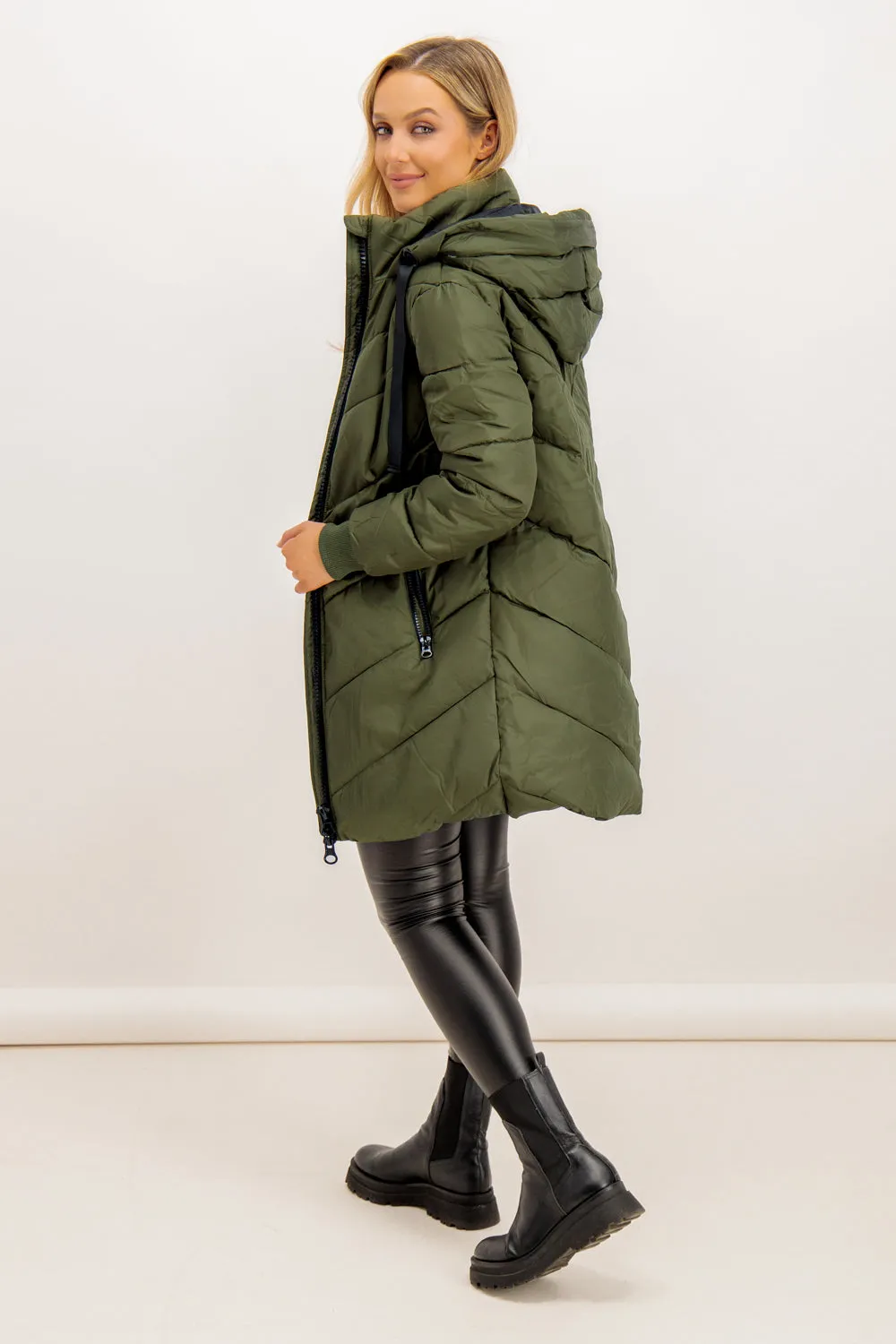 Skylar Forest Green & Black Hooded Jacket