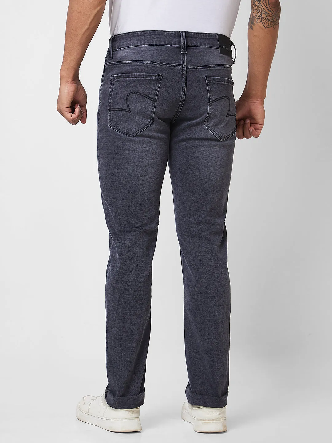Spykar Mid Rise Comfort Fit Grey Jeans For Men
