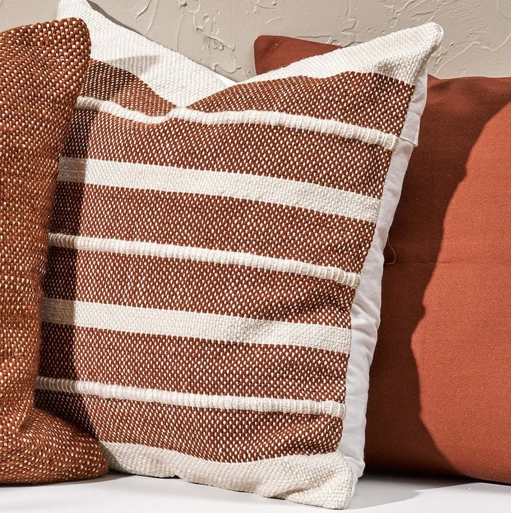 Wyatt Cushion in Tobacco/Ivory