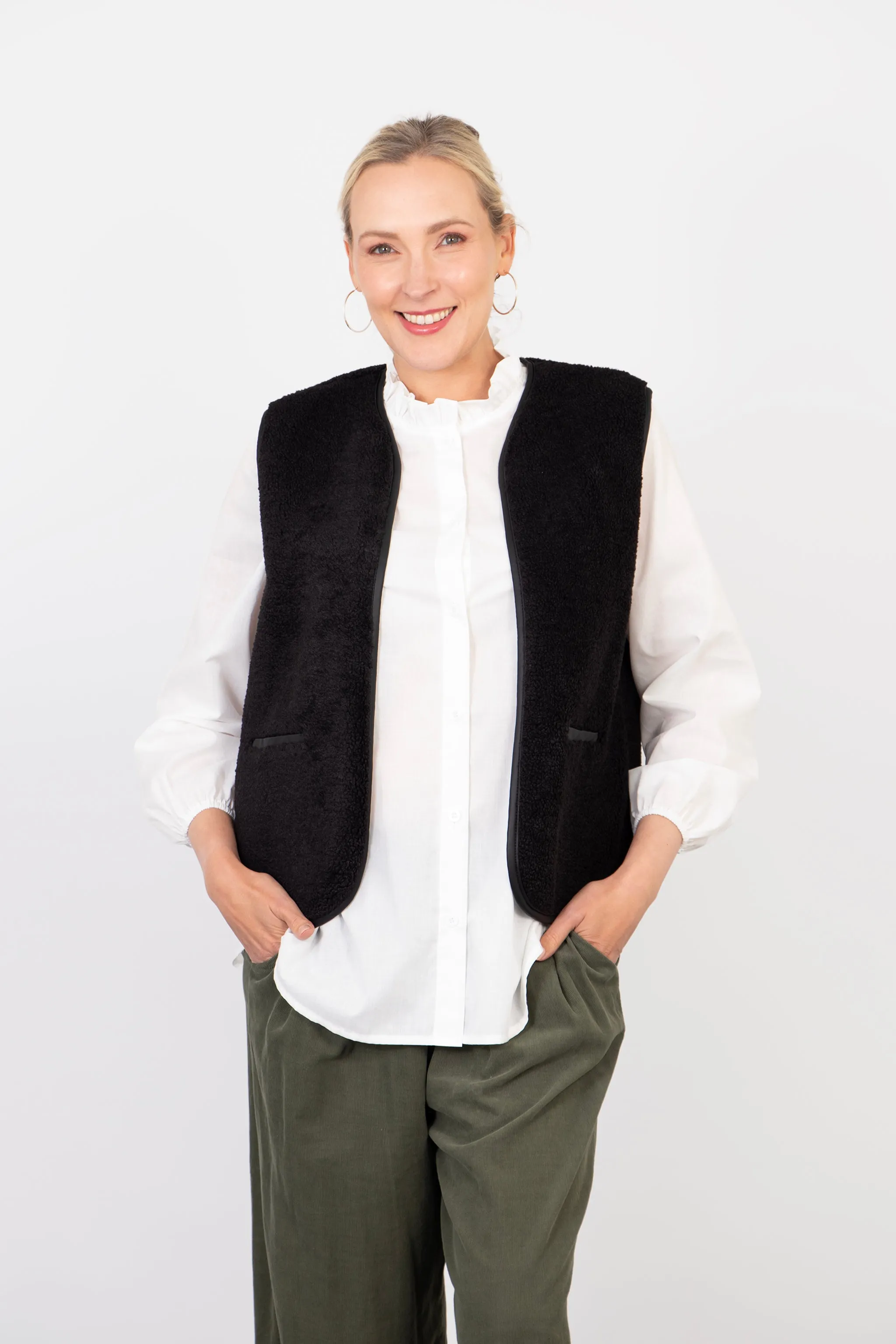 Zoe Lined Gilet - Black, Borg/PU